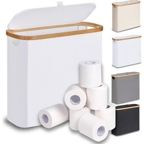 Toilettenpapierhalter mit Deckel, Fassungsvermögen 9 bis 12 Toilettenpapierrollen, weiß. (1/4)