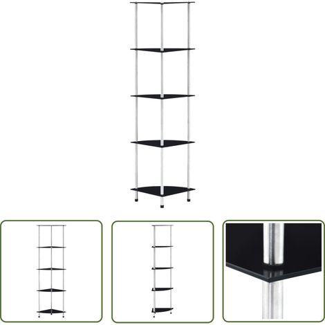 Furniture Limited - Étagère 5 niveaux Noir 30x30x130 cm Verre tre (1/5)