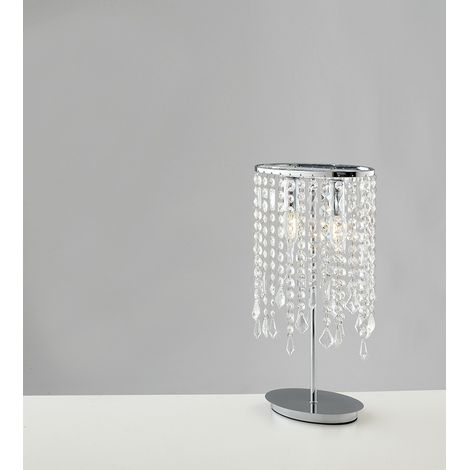"Lampada da tavolo BREEZE in metallo cromato con pendenti in cristallo" (1/3)