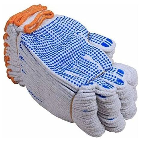 12 paia di guanti da lavoro protettivi in cotone bianco per giardinaggio e lavori in fabbrica (blu) (1/5)