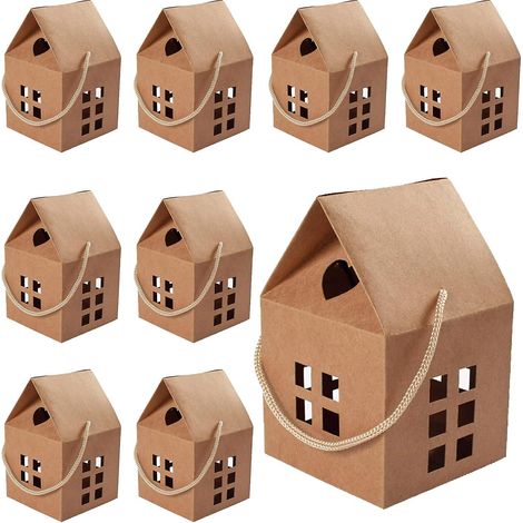 Lot de 26 petites boîtes cadeaux en papier kraft pour loisirs créatifs, mariages, fêtes - Boîtes à dragées artisanales 8x8x7,5cm (1/5)