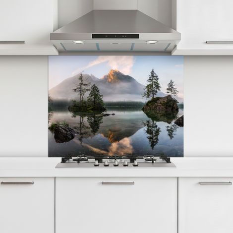 CRÉDENCE CUISINE Eau - Paysage - Montagne - Arbres 80x60 cm