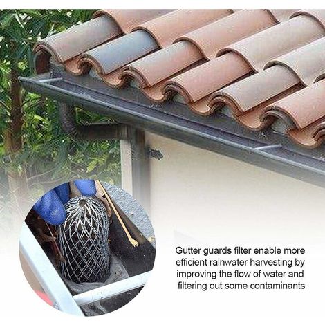 Ulisem 4 Pièces Crapaudines pour Gouttière D’Environ Filtres De Gouttière Grille Grillage Stop Feuille Crapaudine Crépine Pare Feuille Cache Gouttière Acier Inoxydable 6,69 X 3,15 Pouces (1/4)