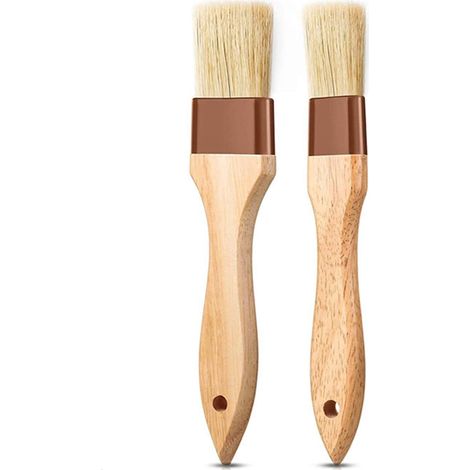 Lot de 2 pinceaux pâtissiers à poils naturels, long manche bois – DELKEVIC (1/5)