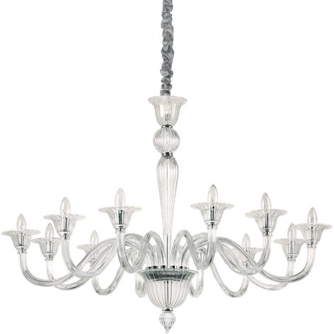 Lampadario Classico Brigitta Vetro Trasparente 12 Luci E14 (1/3)