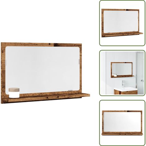 The Living Store Espejo mueble de baño madera ingeniería envejecida 60x11x37 cm - Mueble de baño