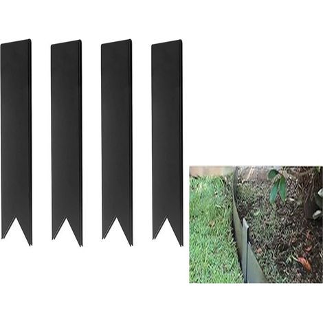 Bordure en métal - 4 pièces piquets de bordure de paysage de barrière de jardin solide Bordure en métal pour l'aménagement paysager, Clips de connecteur en acier pour pelouse, jardin (1/5)