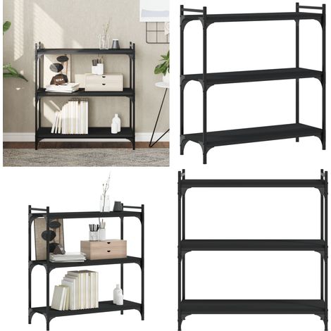 Bücherregal 3 Böden Schwarz 80x30x86 cm Holzwerkstoff - Buche Regal - Bücherregal Schwarz - Regal Wohnzimmer - Regal Holzwerkstoff - Regal Metall - Home & Living (1/5)