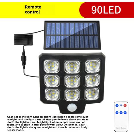 Nuevo modelo 2025 para jardín, garaje, aplique solar de pared, iluminación exterior de patio (TY01028 aplique individual de pared con 90 LED) (1/4)