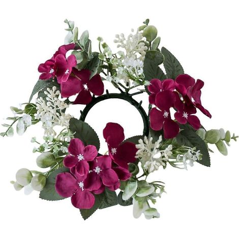 Couronne de chandeliers de mariage avec fleurs artificielles, bougies d'aromathérapie, porte-alliances, centre de table, décoration rouge vin (1/5)