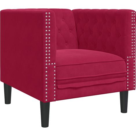 Fauteuil relax Fauteuil Chesterfield rouge bordeaux velours (1/5)