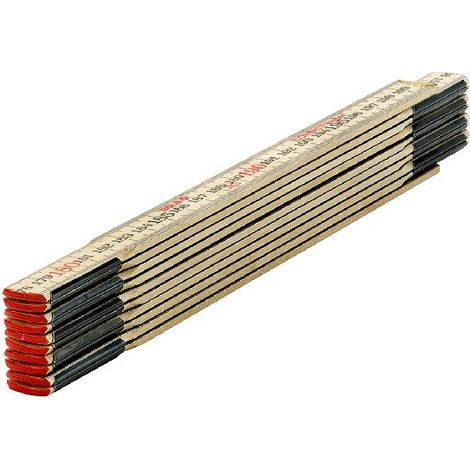 Sola, modelo SO53010501, Metro plegable HC2 10 de 2 metros con 10 segmentos, fabricado en madera de abedul nórdico con escala decreciente, ideal para mediciones en construcción y carpintería.