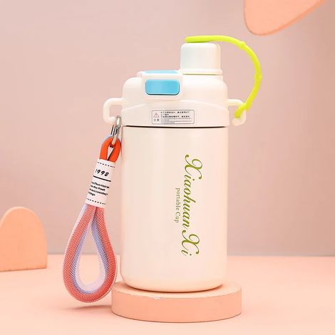 (Blanc, 550 ml) Mug isotherme en acier inoxydable 316, double couvercle, avec paille, pour le café. (1/5)