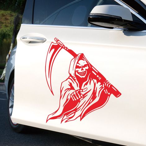 Autocollant de voiture représentant la faux de la Faucheuse, autocollant adhésif universel décoratif pour voiture (1/4)