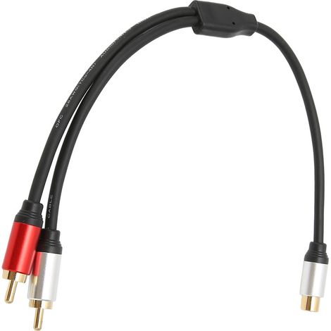 Câble répartiteur en Y (1 femelle RCA vers 2 mâles) pour TV, caisson de basses, amplificateur et ordinateur portable.