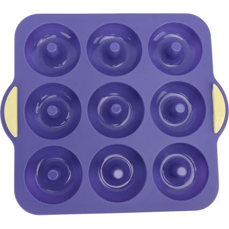 Set di stampi per ciambelle in silicone, antiaderenti, resistenti al calore, per torte, biscotti, bagel, muffin (BLU) (1/4)