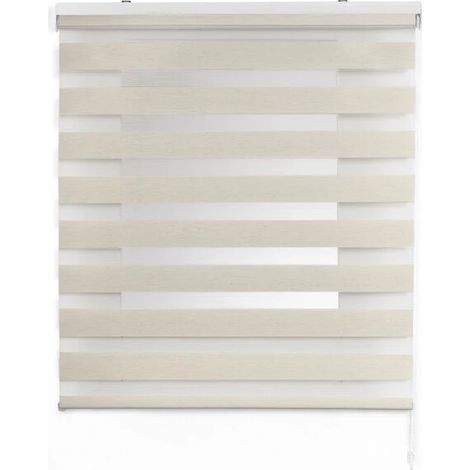 STOR PLANET - DUOLUX - TENDA A RULLO SEMIFILTRANTE CON FRANGE TRASPARENTI COLORE LINO - 60X180cm (1/4)
