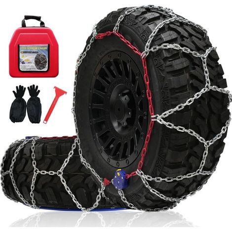 Set di 2 catene da neve autofilettanti - 12 mm - Montaggio rapido in 1 minuto - Con tenditore automatico - Catena di trazione di emergenza per pick-up e SUV fuoristrada (1/4)