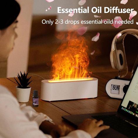 Diffuseur huiles essentielles effet flamme – Humidificateur 7 couleurs LED – Minuterie arrêt auto, ambiance chaleureuse (1/4)