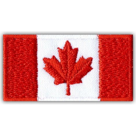 Kanadische Flagge als Aufnäher – 5 cm – Selbstklebende Rückseite – Gestickter Aufnäher/Abzeichen/Emblem