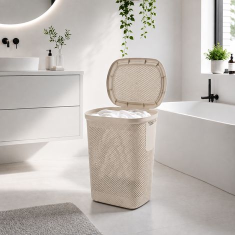 Wäschekorb + Deckel 58 Liter -02710390-beige (1/5)