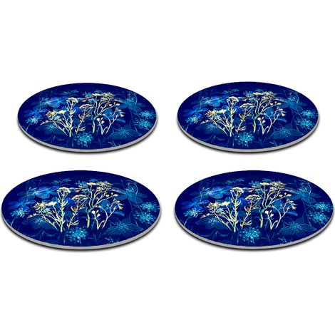 Juego de 4 manteles individuales redondos de 33 cm - fieltro grueso de 4 mm, resistente al calor, decorativo, estampado Midnight - Bertoni (1/5)