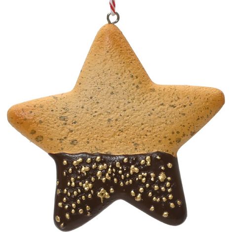 Weihnachtsanhänger Plätzchen Stern Schokolade & goldfarbenen Streuseln - Polyresin
