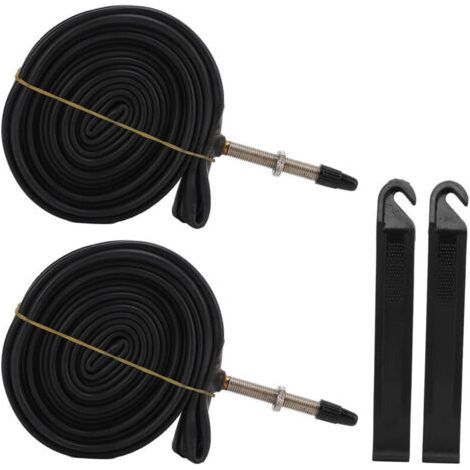 Set of 2 bicycle inner tubes 700x23C, Presta valve, butyl rubber, with 2 tire levers (1/5)