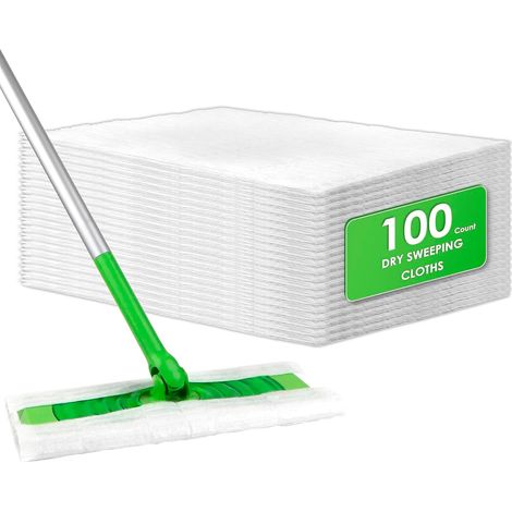 100 pezzi di panni monouso per la pulizia a secco compatibili con la scopa Swiffer, ricariche per mocio a secco, panni per mocio a secco per la pulizia e la pulizia dei pavimenti (1/5)