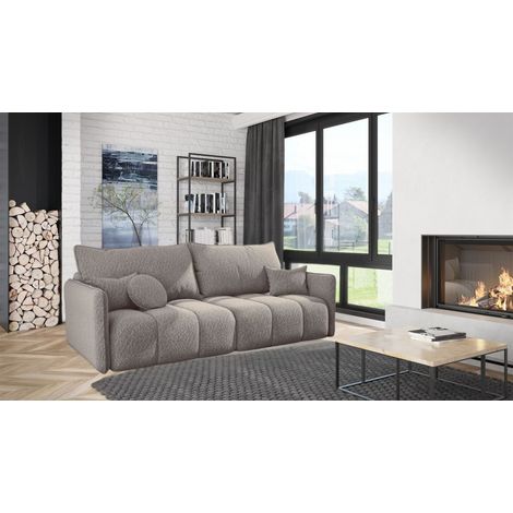 Sofa 3-Sitzer mit Schlaffunktion MORGANO Stoff Abriamo Beige (1/5)