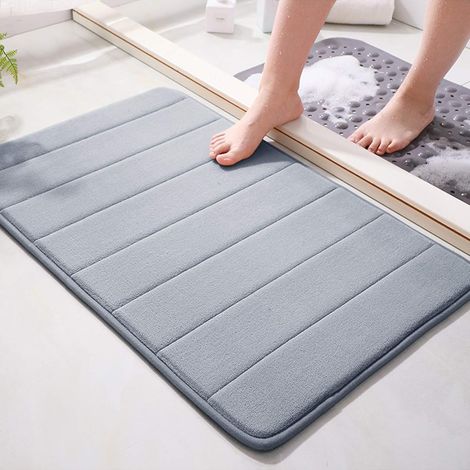 Tapis de bain en mousse à mémoire de forme - Polaire corail antidérapante, absorption rapide, lavable en machine (1/3)