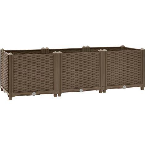 Fioriera rialzata per piante e fiori giardino 120 x 40 x 38 cm polipropilene marrone 020000906