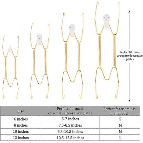 Supports muraux pour assiettes de 6, 8, 10 et 12 pouces, supports décoratifs invisibles pour assiettes. (1/4)