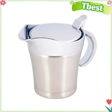 Tbest Pot de Sauce à Viande 304 Stainless Steel Sauce Boat Insulated Gravy Pot For Hot culinaires beurrier Petit format 450ml (1/4)