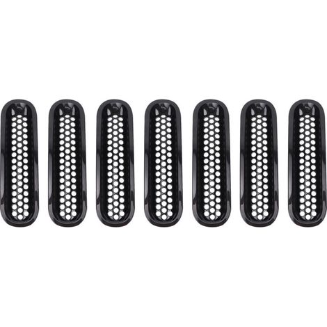 7 pezzi Rete paraurti anteriore nera per auto Challe compatibile con Wrangler JK 2007-2015-Crezuo