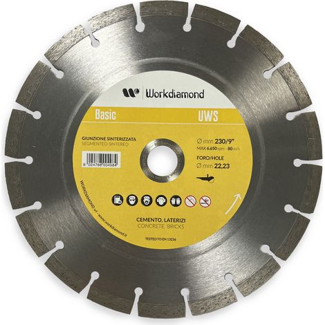 Disque diamant multi usages coupe a sec et humide 230 mm