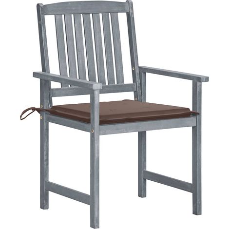 Lot de 6 Chaises de jardin et coussins - Chaises d'extérieur Bois acacia massif Gris (1/5)
