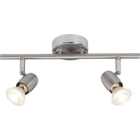 BRILLIANT Lampe Wesley LED Spotrohr 2flg eisen/chrom  2x LED-PAR51, GU10, 5W LED-Reflektorlampen inklusive, (380lm, 3000K)  Köpfe schwenkbar (1/3)