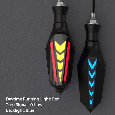 Set mit 2 flüssigen Blinkern für Motorräder, superhelle doppelseitige LED-Lampe und 12-V-Tagfahrlicht für Motorräder und Elektroroller, rot und gelb (1/5)