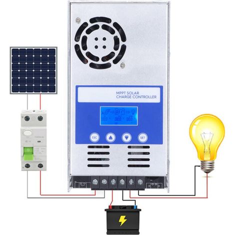 Controlador de carga MPPT   de 60 A, 12 V/24 V/36 V/48 V, con identificación automática del voltaje del sistema y pantalla LCD ajustable. Regulador de panel solar para baterías de plomo-ácido y litio. (1/5)