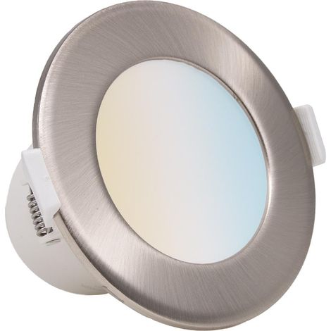 CCT LED Einbaustrahler rund silber 7W Ø95mm dimmbar Eisen-gebürsteter Aufsatzring (1/5)