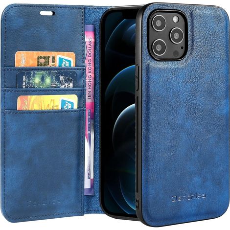 CUSTODIA 2 in 1 PER APPLE IPHONE 13 PRO MAX 6.7" ZAINO CON PATTA IN PELLE PU BLU (1/5)