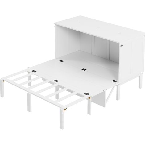 Letto a scomparsa verticale a muro 140 x 200 cm con rete a doghe, bianco - MODENUIT (1/5)