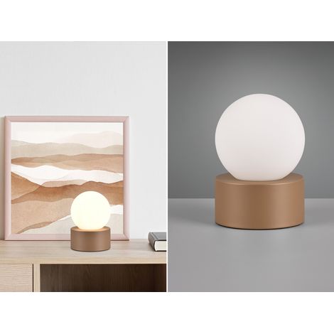 LED Tischleuchte mit Touch-Funktion, Glasschirm Weiß, Coffee, Höhe 17cm (1/5)