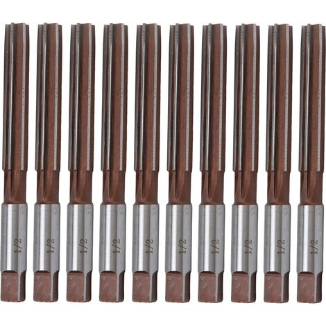 Lot de 10 alésoirs à main 6 lames 1/2 pouce en acier 9SiCr, kit d'outils de finition pour plastique, bois et métal (1/5)