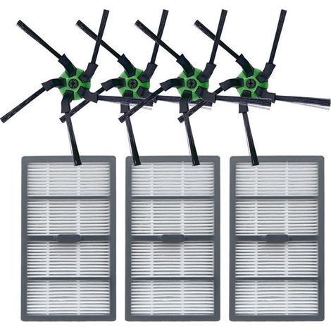 Accessoires pour Irobot Roomba S9 S9 Plus Robot Scanning, Kit de filtres pour aspirateur Pièces de rechange incluses pour Irobot Roomba S9 (4 brosses latérales, 3 filtres) (1/4)