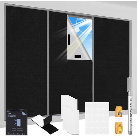 Film Occultant pour Fenêtre sans Perçage, Blocage Lumière, Noir Opaque, Protection Solaire Intérieure, Isolation Thermique, Anti-UV, 200x145 cm (1/5)