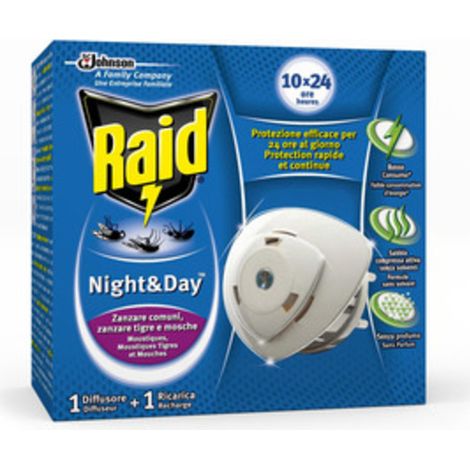 RAID NIGHTDAY ZANZARE 1BASE+1RICARICA. Prezzo per 1 pezzo.