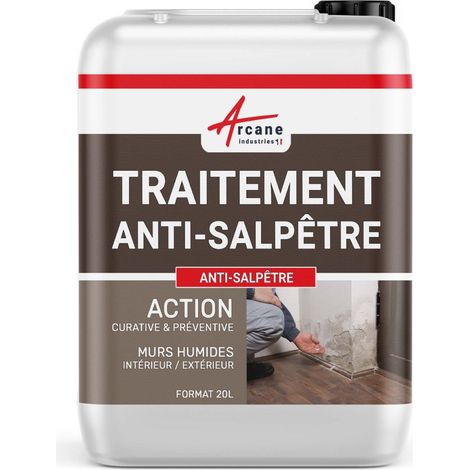 Arcane Industries – Antisapêtre 20 L – Imperméabilisant pour murs humides – Anti moisissures et salpêtre – Application facile sur supports humides