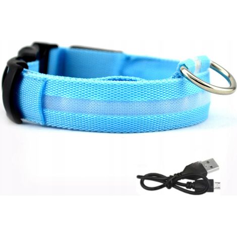Collare LED impermeabile per cani con cavo USB BLU XL 52-60 cm
